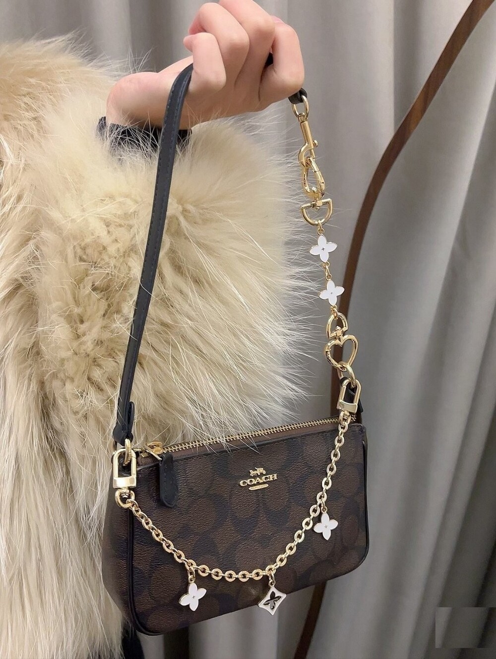 NWT Coach Nolita 19 Shoulder Bag-Signature Canvas Gold/Walnut/Black C3308
